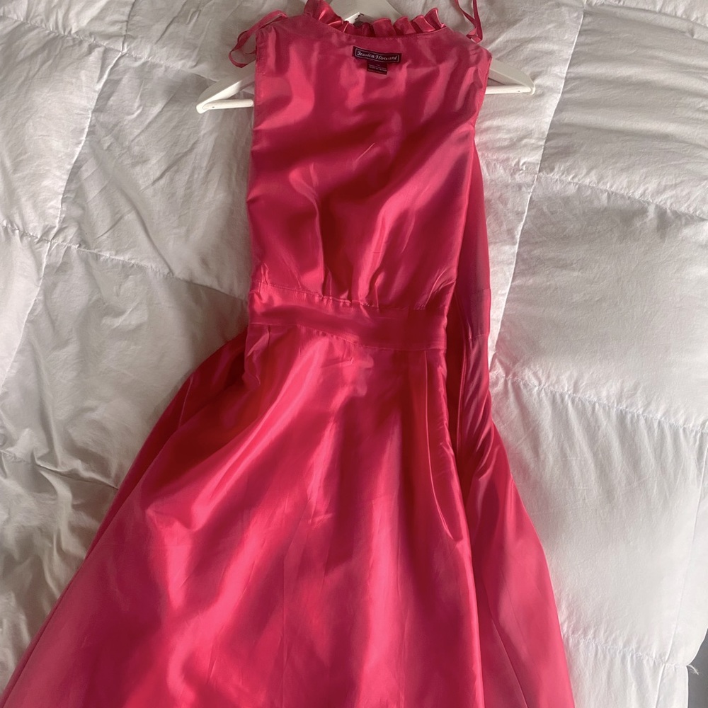 Fuchsia Pleated Dress, Wedding Inspired, Satin, Size 10